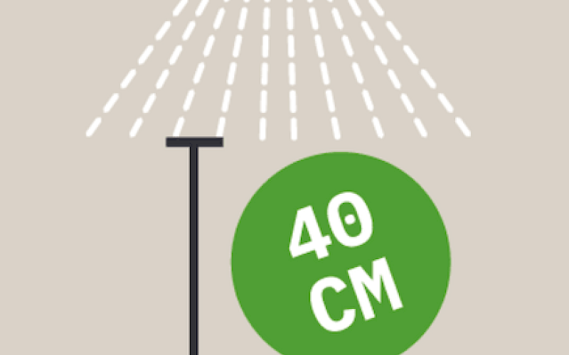 Optimaalinen ruiskutusetäisyys on 40 cm